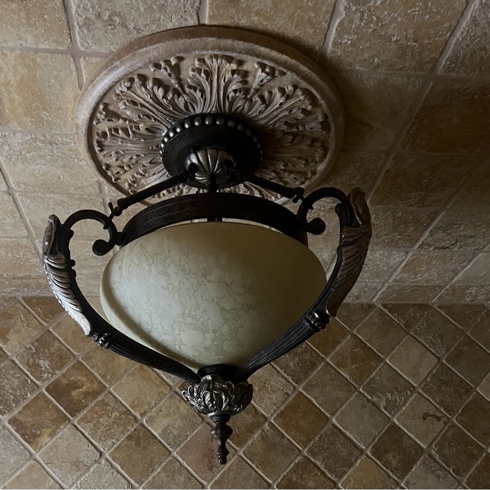 Minka Lavery Classic Mediterranean Semi Flush Mount Oil Rub Bronze Light Fixture